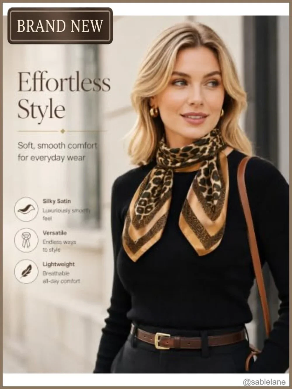 Satin Hair Scarf for Women Silk-Like Square 35.4 Inch Head Wrap